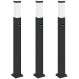 vidaXL Pollerleuchten mit Sensor Edelstahl 80 cm 3 Stk. Schwarz