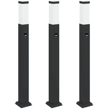vidaXL Pollerleuchten mit Sensor Edelstahl 80 cm 3 Stk. Schwarz