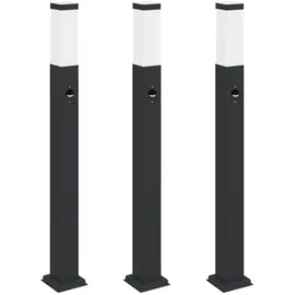 vidaXL Pollerleuchten mit Sensor Edelstahl 80 cm 3 Stk. Schwarz