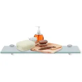 Swanew - Glasablage Glasregal ideal für Bad, Dusche und zur modernen Dekoration mit Halterung aus Edelstahl Milchglas 8mm 60x10 cm