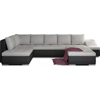 Wohnlandschaft mit Bettfunktion Polstergarnitur Ecksofa mit Schlaffunktion und Bettkasten Couch für Wohnzimmer Schlafsofa Sofagarnitur Sofa Eckcou... - Beige/Schwarz