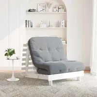Futon Schlafsofa Mit Matratze Weiß 80x206x11 Massivholz Kiefer