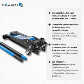 Högert Hydraulikheber 2 t 85-430 mm schwarz