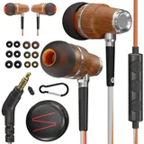 Symphonized Symphonized® In Ear Kopfhörer mit Kabel und Mikrofon HD, Premium Noise Cancelling kopfhoerer In Ear, 8-mm-Bass, 3D-Sound aus Bubinga-Holz, Lautstärkeregler für Mobilgeräte, PCs und Tablets. NRG