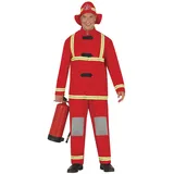 FIESTAS GUIRCA Feuerwehr Kostüm Herren – Rote Feuerwehr Uniform mit Hut – Faschingskostüme Feuerwehrmann Kostüm Herren Größe XXL 56-58