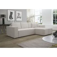 Ecksofa Schlafsofa Sofa CONOR Stoff Altweiss Ottomane Rechts