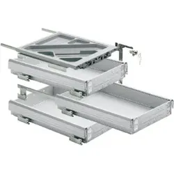 Hettich Container-Set mit Teilauszügen, 392, Aluminium Optik