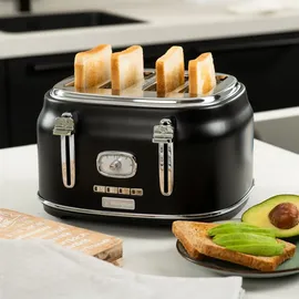 Westinghouse Retro Frühstücks-Set schwarz 2-tlg. mit 4-Schlitz Toaster