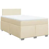 vidaXL Boxspringbett mit Matratze Creme 120x190 cm Stoff