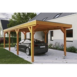 SKANHOLZ Carport »Grunewald«, BxT: 321 x 796 cm, Firsthöhe: 243 cm, lasiert - beige
