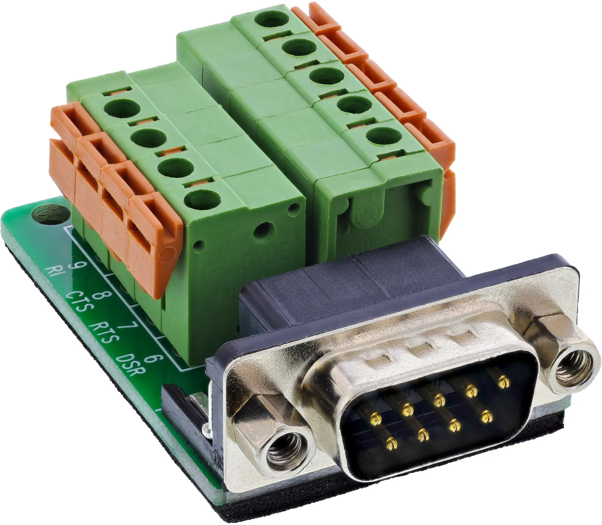 InLine® Terminalblock D-Sub 9 Stecker, Federklemme, Schraubsicherung