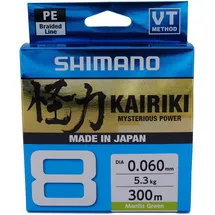Shimano Kairiki 8, 300 Meter, Mantis Verde 0.190 mm/12.0 kg, Geflochtene Schnur, 59Wpla68R04