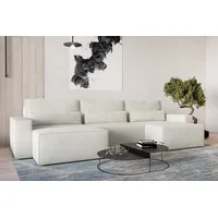 MOEBLO Wohnlandschaft DENVER U MINI, aus Cord, Couch Cord für Wohnzimmer Schlafsofa Sofagarnitur Sofa Eckcouch U-Form Cordstoff, Eckcouch Wohnlandschaft Sofa mit Ottomane Eckgarnitur Polsterecke, mit Schlaffunktion und Bettkasten beige