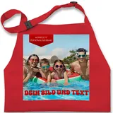 Kinderschürze Schürze Kinder Jungen Mädchen - Geschenk mit eigenem Foto und Text personalisiert I Eigenes Bild I Custom Photo Text - 7-14 Jahre - Rot - köchin kinderbackschürzen selbst drucken - 7-13 Jahre