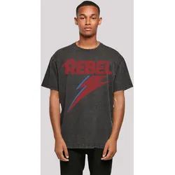 T-Shirt F4NT4STIC "David Bowie Oversize T-Shirt", Herren, Gr. L, schwarz, Obermaterial: 100% Baumwolle, casual, oversize, Rundhals, Kurzarm ohne Bündchen, Shirts, Print