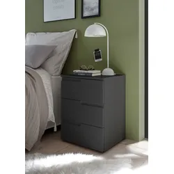 Nachtkommode SCHLAFKONTOR "Spice Nachttisch, Nachtkonsole, Nachtkästchen", grau (graphit), B:46,2cm H:60,9cm T:40cm, Melamin, Sideboards, Ausfräsung als Griffmulde und optisches Highlight