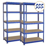 MONSTER SHOP 2 x T-Rax Lagerregal Werkstattregal set Kellerregal Regal Steckregal Blau 75cm x 150cm x 30cm mit