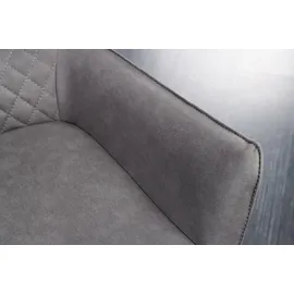 Riess-Ambiente Stuhl ALPINE - drehbar grau braun schwarze Metallbeine Armlehnen Microfaser