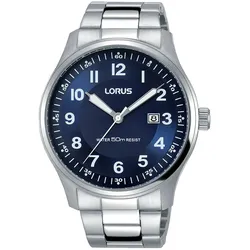 Quarzuhr LORUS, silber (silberfarben), Armbanduhren, Herren, Armbanduhr, Herrenuhr, Datum, Edelstahlarmband