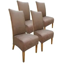 Stühle Esszimmer 4er Set Polsterstuhl Rattanstuhl Sidney Polster Lederoptik muskat