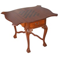 Holztisch Mahagoni Tisch Schachbrett Spieltisch Klapptisch Antik Schachtisch