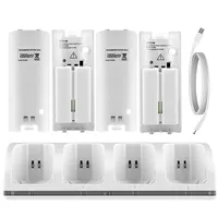 Controller Ladestation Ladegerät-KIT Ladestand Ladestation mit 4 2800mAh wiederaufladbar Batterien Akkus für Nintendo Wii Remote Controller