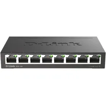 D-Link DGS-108 8-Port Layer2 Gigabit Switch (bis zu 2000 Mbit/s Datenübertragung pro Port, Non-Blocking-Architektur, lüfterlos, Metallgehäuse) schwarz