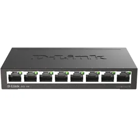 D-Link DGS-108 8-Port Layer2 Gigabit Switch (bis zu 2000 Mbit/s Datenübertragung pro Port, Non-Blocking-Architektur, lüfterlos, Metallgehäuse) schwarz