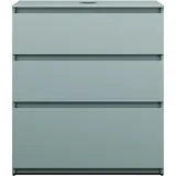 Burgbad Lin20 Waschtischunterschrank inklusive Konsolenplatte, 3 Auszüge, 802x487x900mm, WWYJ080F5395, Farbe: Eisblau Matt / Rückwand Anthrazitgrau