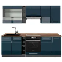 Vicco Küchenzeile Fame-Line 235 cm Dunkelblau Hochglanz