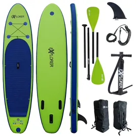 Explorer SUP Board Stand Up Paddle Surfboard 320 x 76 x 15 cm grün
