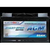 Electronicx AGM Autobatterie 80AH - 12V Starterbatterie für Start-Stop Systeme, Hochleistungsakku