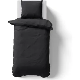 nyvi Bettwäsche Set DreamScience Renforcé Uni - Atmungsaktiv & Weich - 100% Baumwolle - Mit Reißverschluss Farbe:schwarz;Größe:155x220 + 80x80 cm schwarz