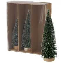 Boltze 3tlg. Deko-Aufsteller Tarvo I H 22-32cm I 3 Größen I grüne Deko-Tanne mit Schnee I Weihnachtsbaum I Weihnachts-Deko I Wohnzimmer, Esstisch I Advents-Dekoration zum Hinstellen I Christmas X-Mas