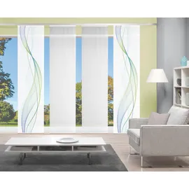 VISION S Schiebegardine VISION S "4ER SET HEIGHTS" Gr. 1, blau (blau, grün), B:60cm H:260cm, Polyester, Gardinen, HxB: 260x60, Schiebevorhang 4er Set Digitaldruck