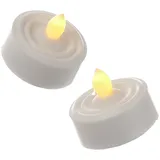 MARELIDA LED Teelichter flackernd flammenlos inkl. Batterien Timer D: 3,6cm weiß 2er Set