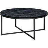 KADIMA DESIGN Marmor-Optik Couchtisch Schwarz, 80 cm, Designer Wohnzimmertisch