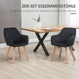Homcom Esszimmerstuhl Samt schwarz 2er Set