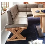 Niehoff Alexa Eckbank links 225x155cm, Balkeneiche, Bezug stone