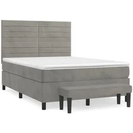 vidaXL Boxspringbett 140 x 200 cm Hellgrau