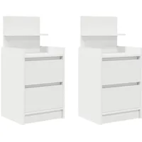 VidaXL Nachttische mit 2 Schubladen 2 Stk. Weiß 38x34x80