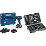 Bosch Professional GSR 18V-55 (2x 4,0 Ah Akku, in L-BOXX), Blau + 43tlg. Schrauber Bit Set Extra Hart (Kreuzschlitz-, Pozidriv-, Hex-, T-, TH-, S-Bit, Zubehör Bohrschrauber und Schraubendreher)