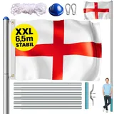 monzana MONZANA® Fahnenmast 6,50m mit Seilzug inkl. Flagge Flaggenmast Mast Flagge Alu