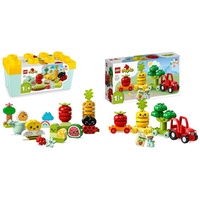 LEGO 10984 DUPLO My First Biogarten Bausteine-Box, Lernspielzeug für Kleinkinder ab 1 & 10982 DUPLO My First Obst- und Gemüse-Traktor