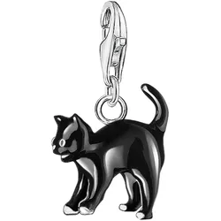 Charm-Einhänger THOMAS SABO "Schwarze Katze, 0701-007-11", silber (silberfarben, schwarz), Charms, Damen, Silber 925 (Sterlingsilber)