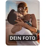 PhotoFancy® - Nostalgie-Blechmagnet mit eigenem Foto Bedrucken - Fotomagnet mit eigenem Bild Personalisieren (Hochformat)