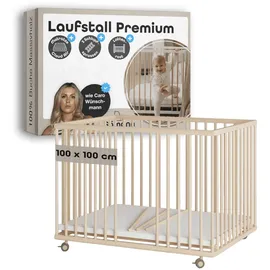 Sämann Laufgitter Matratze Cloud Air, Schlupfsprossen Lattenrost natur Premium | Gr.: 100x100 cm