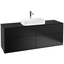 Villeroy & Boch Finion Waschtischunterschrank 4 Auszüge, mit Hahnloch, 1600x603x501mm, black matt, Black Matt Lacquer