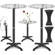 Kesser KESSER® 2in1 Stehtisch klappbar Bistrotisch Aluminium Edelstahlplatte höhenverstellbar 70cm / 115cm Partytisch Tisch In- & Outdoor Hochzeit Empfangstisch Klapptisch inklusive Regencover