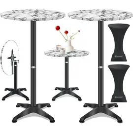 Kesser KESSER® 2in1 Stehtisch klappbar Bistrotisch Aluminium Edelstahlplatte höhenverstellbar 70cm / 115cm Partytisch Tisch In- & Outdoor Hochzeit Empfangstisch Klapptisch inklusive Regencover